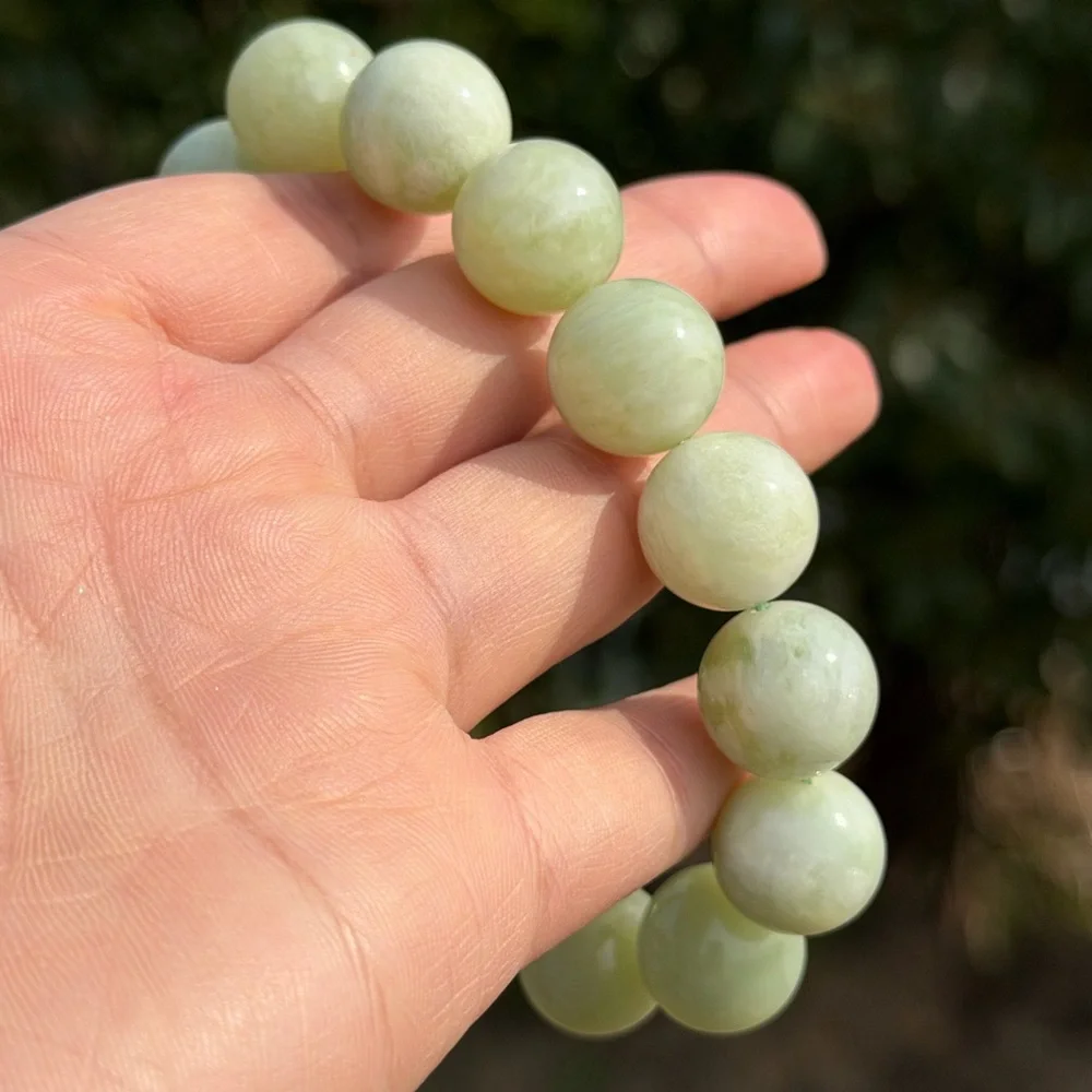 15mm stretchable chunky Xiuyu jade bracelet‎ 1134